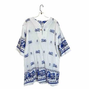 DA Collection Women's 2XL XXL Elephant Print Short Sleeve Pullover Top‎ Beachy